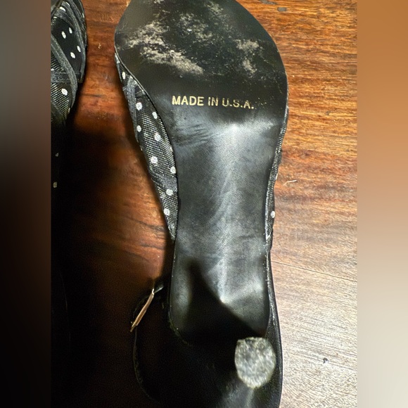 Vintage Selby Black Mesh Silver Dot Heels - Picture 4 of 6